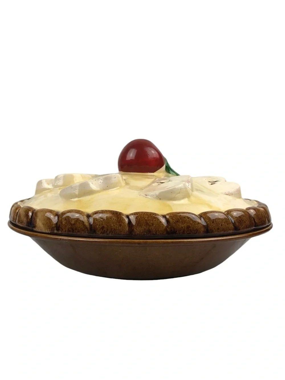 Vintage Over and Back Inc. Apple Pie Ceramic Dish & Cover Made in Portugal